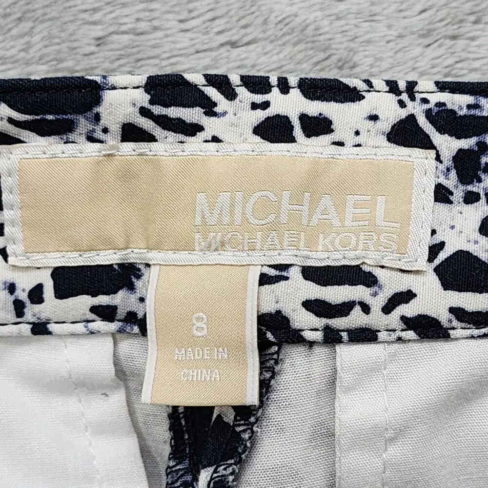 MICHAEL KORS Pants Womens‎ 8 Blue White Batik Print Skinny Leg Ankle Stretch